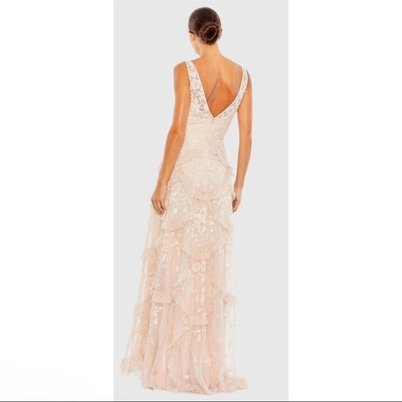 MAC DUGGAL | SEQUINED SCALLOP RUFFLE TIERED V NECK GOWN #9162 - Picture 2 of 16